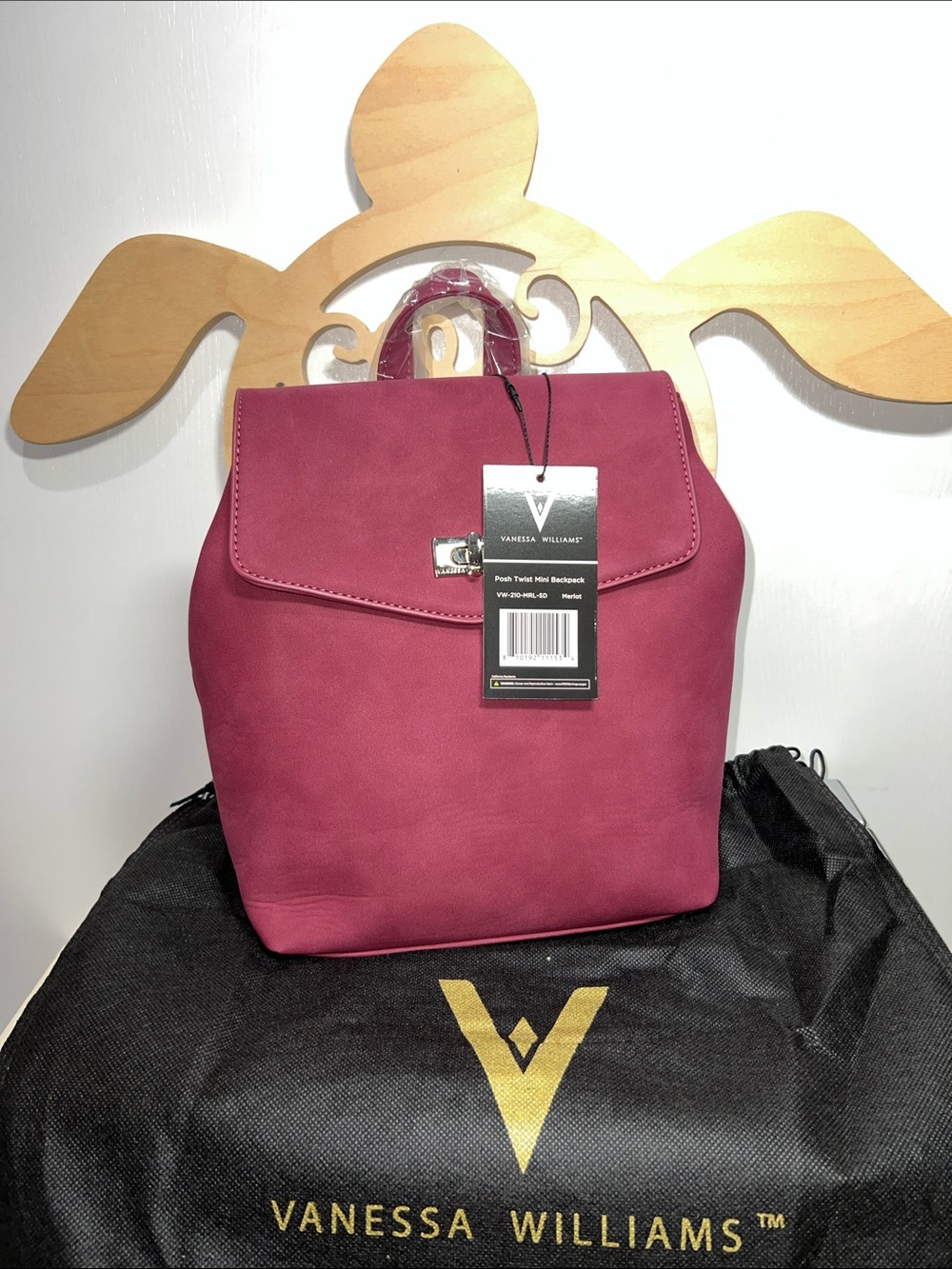 Vanessa Williams Merlot Faux Suede Mini Backpack